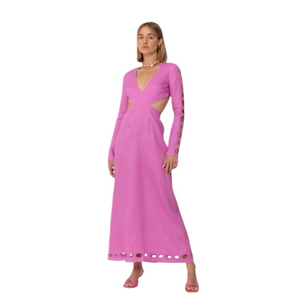 The Wolf Gang - NWT La Joya Cut-Out Linen Maxi Dress Sz XS - Picture 1 of 14
